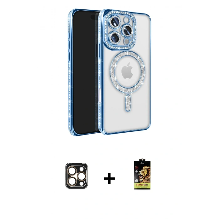 MARSİLYAN™- iPhone 16 Pro Max Kılıf Zirve Doku Prime - Siyah Buffer Cam Ekran Koruyucu + PVD Metal Kamera Lens - GD