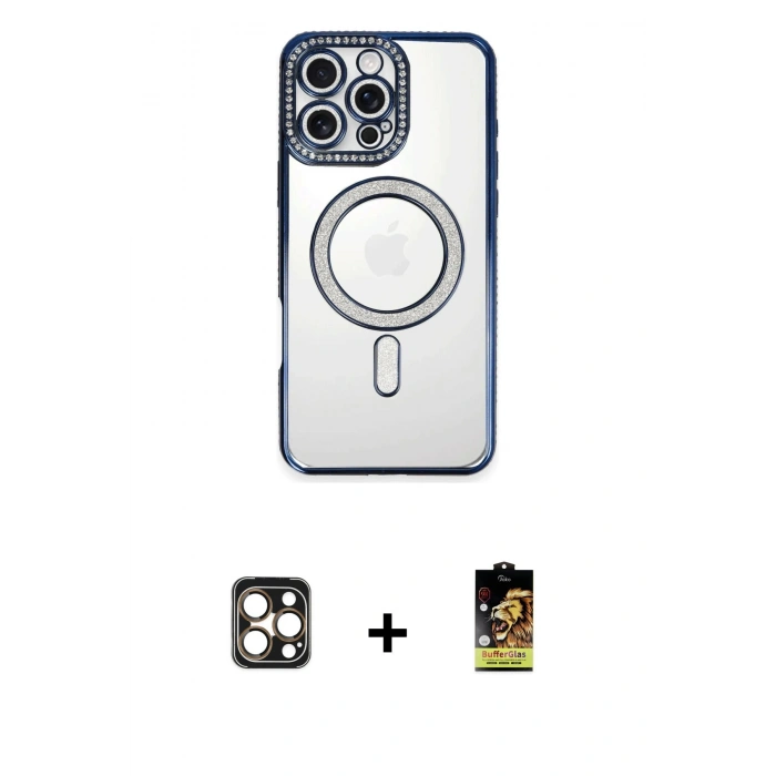 MARSİLYAN™- iPhone 16 Pro Max Kılıf Zirve Doku Prime - Siyah Buffer Cam Ekran Koruyucu + PVD Metal Kamera Lens - GD