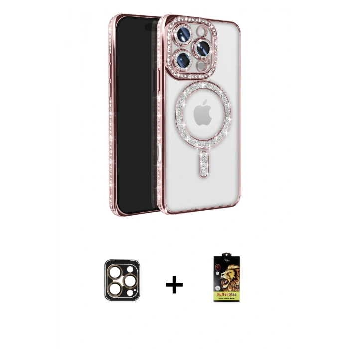 MARSİLYAN™- iPhone 16 Pro Max Kılıf Zirve Doku Prime - Siyah Buffer Cam Ekran Koruyucu + PVD Metal Kamera Lens - GD