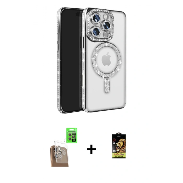 MARSİLYAN™- iPhone 16 Pro Max Kılıf Zirve Doku Prime - Siyah Buffer Cam Ekran Koruyucu + Raze Metal Kamera Lens - CLTM