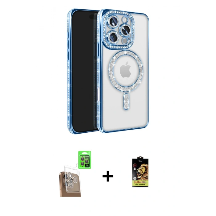 MARSİLYAN™- iPhone 16 Pro Max Kılıf Zirve Doku Prime - Siyah Buffer Cam Ekran Koruyucu + Raze Metal Kamera Lens - CLTM