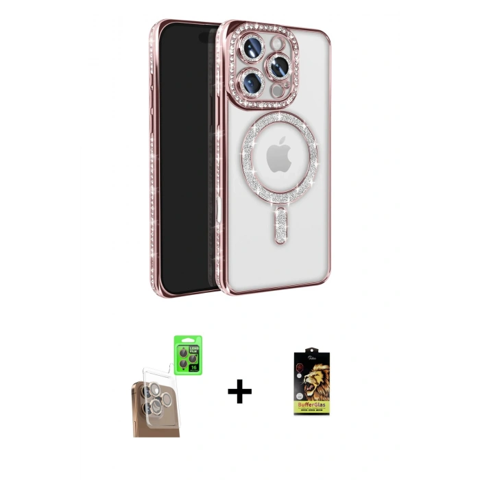 MARSİLYAN™- iPhone 16 Pro Max Kılıf Zirve Doku Prime - Siyah Buffer Cam Ekran Koruyucu + Raze Metal Kamera Lens - CLTM