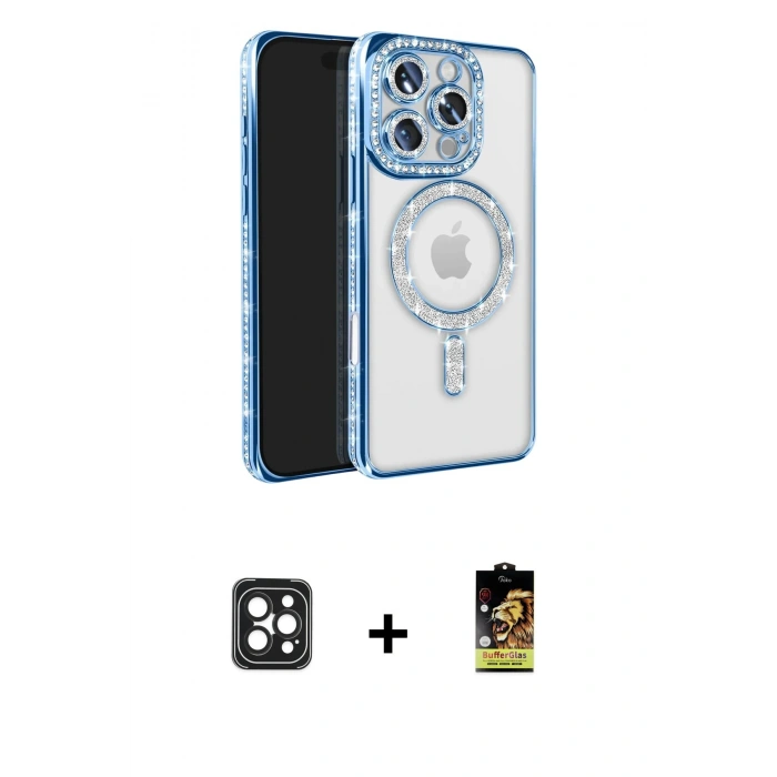 MARSİLYAN™- iPhone 16 Pro Max Kılıf Zirve Doku Prime - Siyah Buffer Cam Ekran Koruyucu + PVD Metal Kamera Lens - SH
