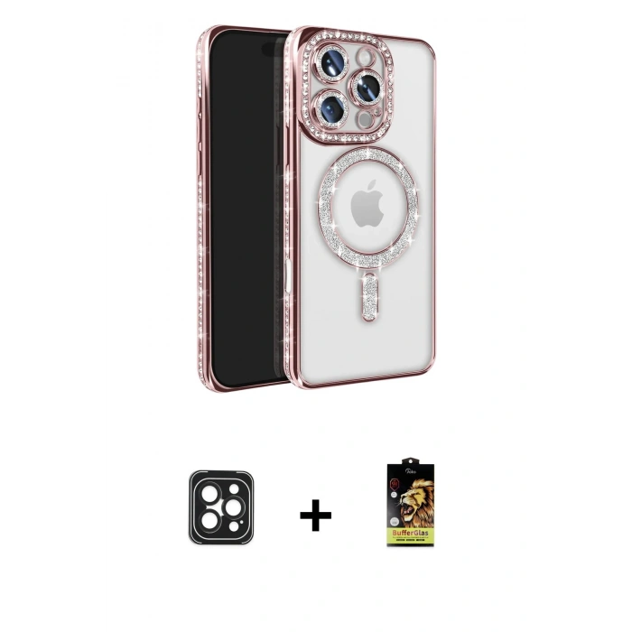 MARSİLYAN™- iPhone 16 Pro Max Kılıf Zirve Doku Prime - Siyah Buffer Cam Ekran Koruyucu + PVD Metal Kamera Lens - SH