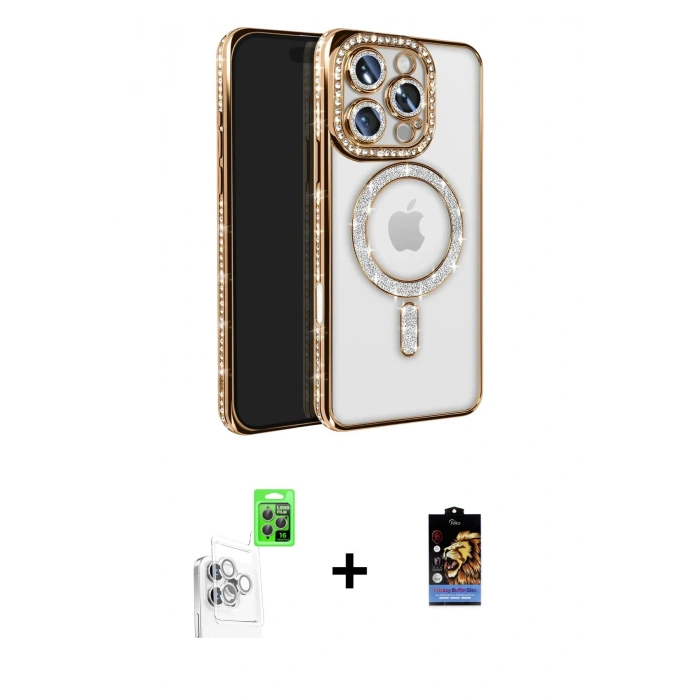 MARSİLYAN™- iPhone 16 Pro Max Kılıf Zirve Doku Prime - Siyah Buffer Hayalet Cam Ekran Koruyucu + Raze Metal Kamera Lens - BZ