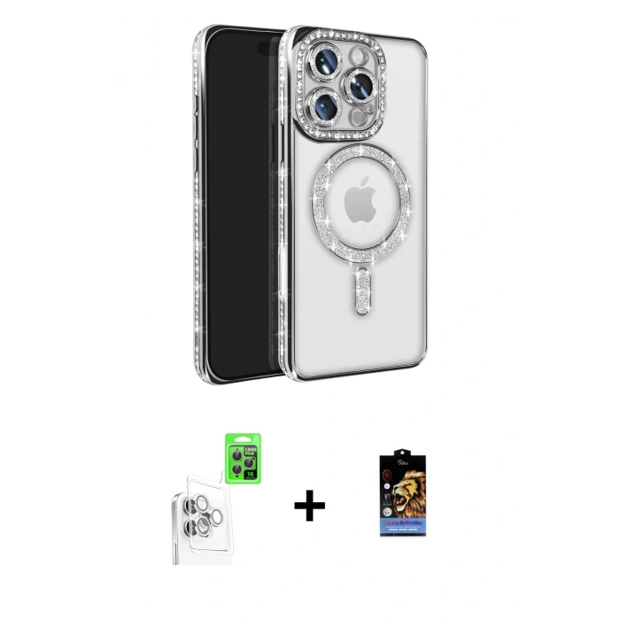 MARSİLYAN™- iPhone 16 Pro Max Kılıf Zirve Doku Prime - Siyah Buffer Hayalet Cam Ekran Koruyucu + Raze Metal Kamera Lens - BZ