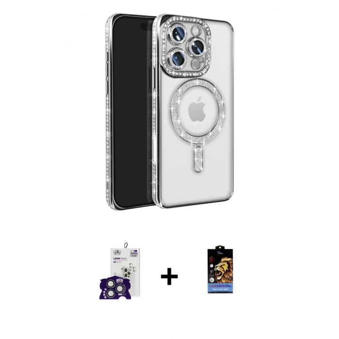 MARSİLYAN™- iPhone 16 Pro Max Kılıf Zirve Doku Prime - Siyah Buffer Hayalet Cam Ekran Koruyucu + Bilvis Titan Kamera Lens - TMGI