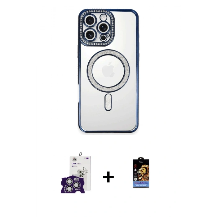 MARSİLYAN™- iPhone 16 Pro Max Kılıf Zirve Doku Prime - Siyah Buffer Hayalet Cam Ekran Koruyucu + Gümüş Bilvis Titan Kamera Lens