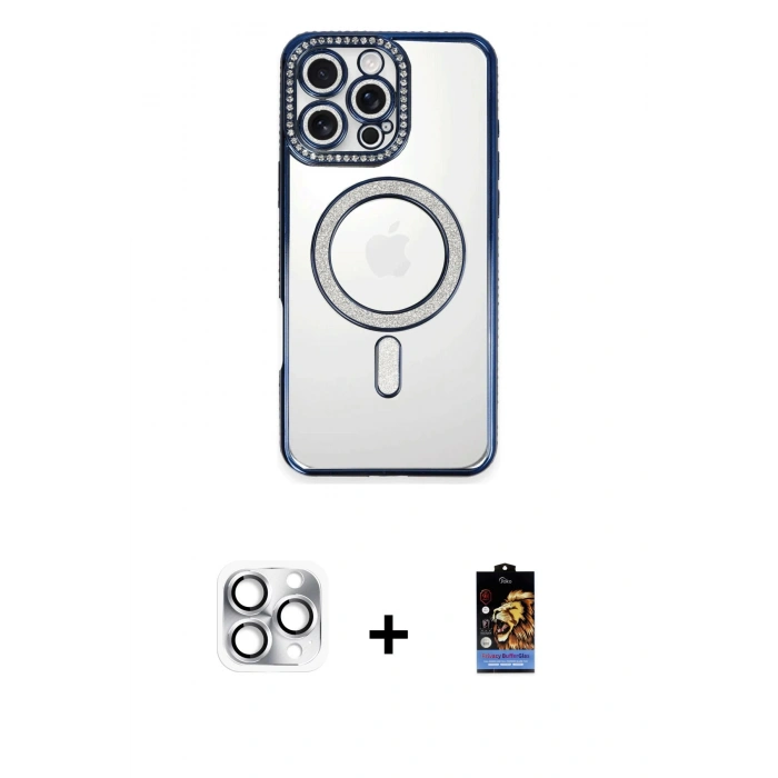 MARSİLYAN™- iPhone 16 Pro Max Kılıf Zirve Doku Prime - Siyah Buffer Hayalet Cam Ekran Koruyucu + Pers Alüminyum Kamera Lens - GS
