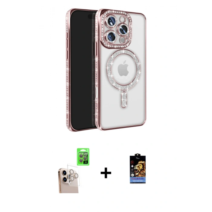 MARSİLYAN™- iPhone 16 Pro Max Kılıf Zirve Doku Prime - Siyah Buffer Hayalet Cam Ekran Koruyucu + Raze Metal Kamera Lens - NLGY