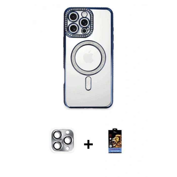 MARSİLYAN™- iPhone 16 Pro Max Kılıf Zirve Doku Prime - Siyah Buffer Hayalet Cam Ekran Koruyucu + Pers Alüminyum Kamera Lens - GI