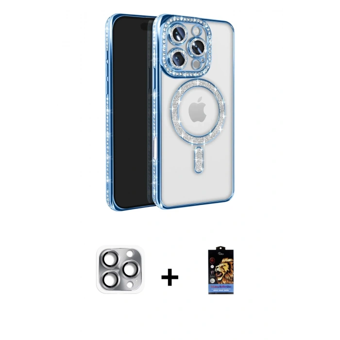 MARSİLYAN™- iPhone 16 Pro Max Kılıf Zirve Doku Prime - Siyah Buffer Hayalet Cam Ekran Koruyucu + Pers Alüminyum Kamera Lens - GI