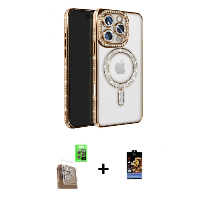 MARSİLYAN™- iPhone 16 Pro Max Kılıf Zirve Doku Prime - Siyah Buffer Hayalet Cam Ekran Koruyucu + Raze Metal Kamera Lens - CLTM