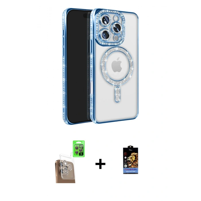 MARSİLYAN™- iPhone 16 Pro Max Kılıf Zirve Doku Prime - Siyah Buffer Hayalet Cam Ekran Koruyucu + Raze Metal Kamera Lens - CLTM