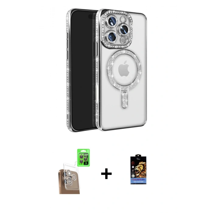 MARSİLYAN™- iPhone 16 Pro Max Kılıf Zirve Doku Prime - Siyah Buffer Hayalet Cam Ekran Koruyucu + Raze Metal Kamera Lens - CLTM
