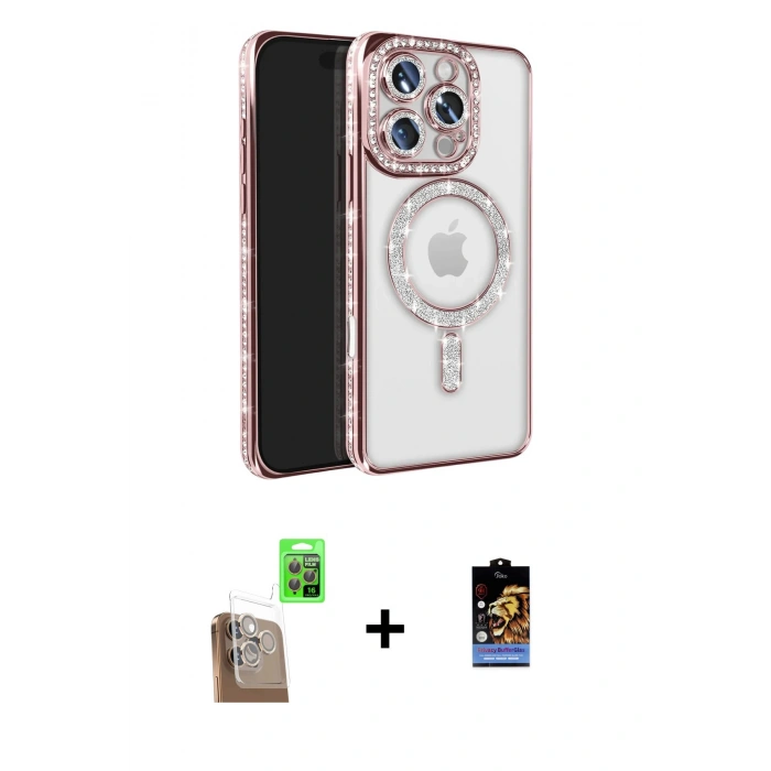 MARSİLYAN™- iPhone 16 Pro Max Kılıf Zirve Doku Prime - Siyah Buffer Hayalet Cam Ekran Koruyucu + Raze Metal Kamera Lens - CLTM