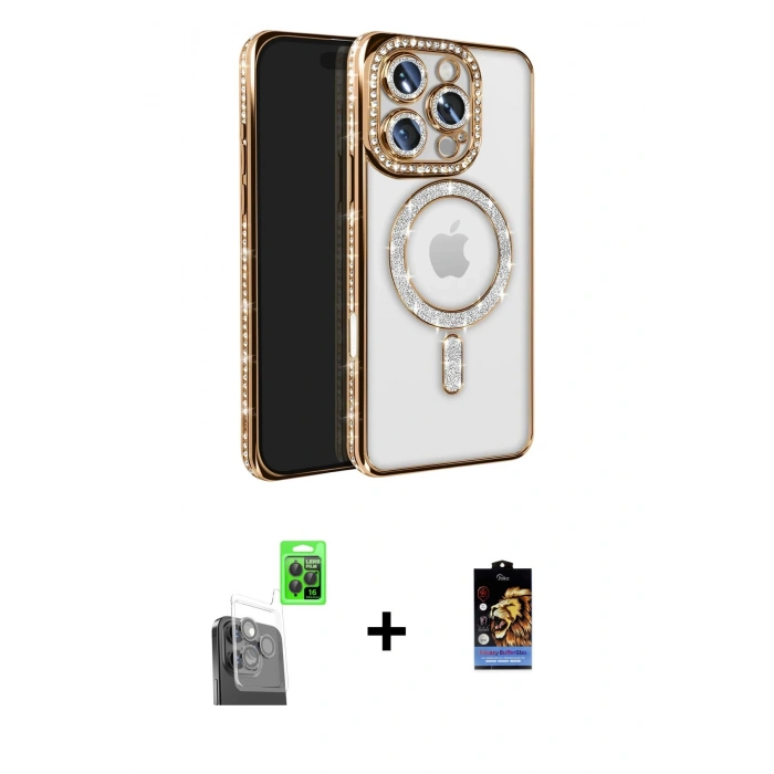 MARSİLYAN™- iPhone 16 Pro Max Kılıf Zirve Doku Prime - Siyah Buffer Hayalet Cam Ekran Koruyucu + Siyah Raze Metal Kamera Lens