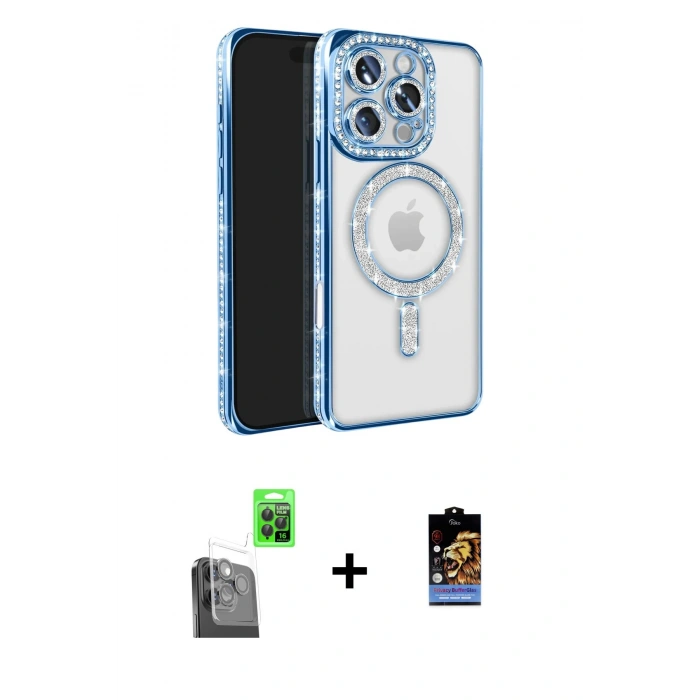 MARSİLYAN™- iPhone 16 Pro Max Kılıf Zirve Doku Prime - Siyah Buffer Hayalet Cam Ekran Koruyucu + Siyah Raze Metal Kamera Lens