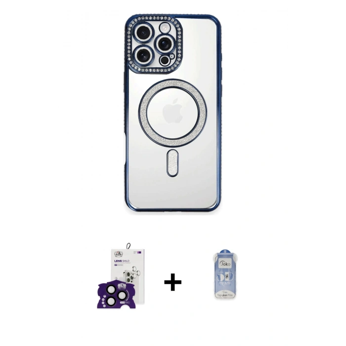 MARSİLYAN™- iPhone 16 Pro Max Kılıf Zirve Doku Prime - Siyah Joko Magic 5D Cam + Bilvis Titan Kamera Lens - SH