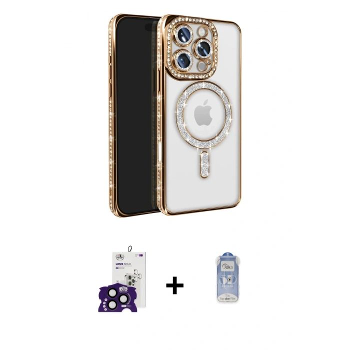MARSİLYAN™- iPhone 16 Pro Max Kılıf Zirve Doku Prime - Siyah Joko Magic 5D Cam + Bilvis Titan Kamera Lens - SH