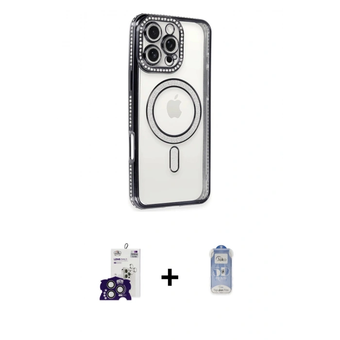 MARSİLYAN™- iPhone 16 Pro Max Kılıf Zirve Doku Prime - Siyah Joko Magic 5D Cam + Bilvis Titan Kamera Lens - TMGI