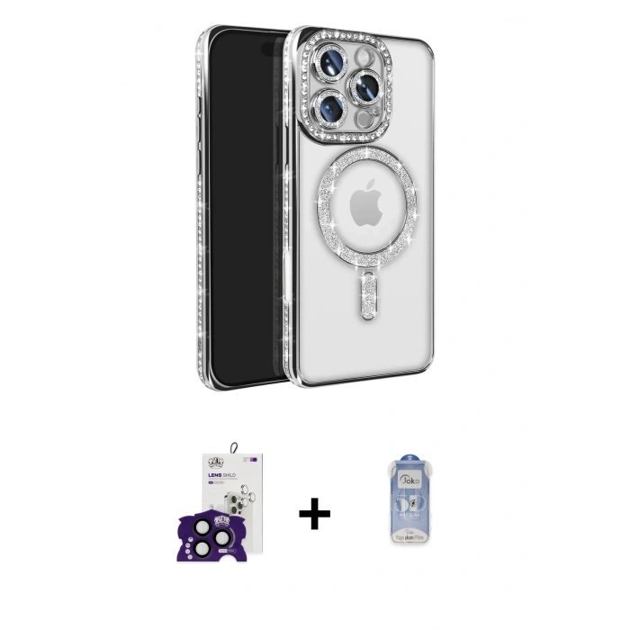 MARSİLYAN™- iPhone 16 Pro Max Kılıf Zirve Doku Prime - Siyah Joko Magic 5D Cam + Bilvis Titan Kamera Lens - SH