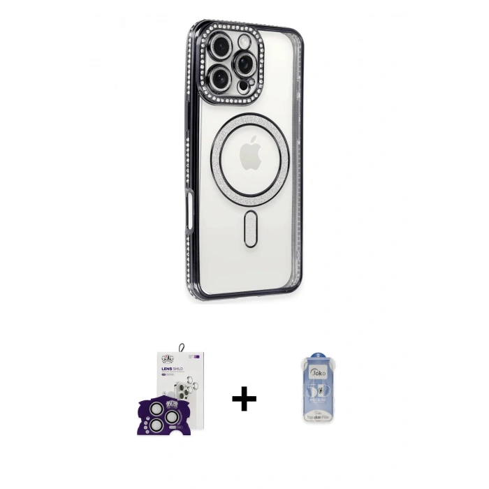 MARSİLYAN™- iPhone 16 Pro Max Kılıf Zirve Doku Prime - Siyah Joko Magic 5D Cam + Bilvis Titan Kamera Lens - GS