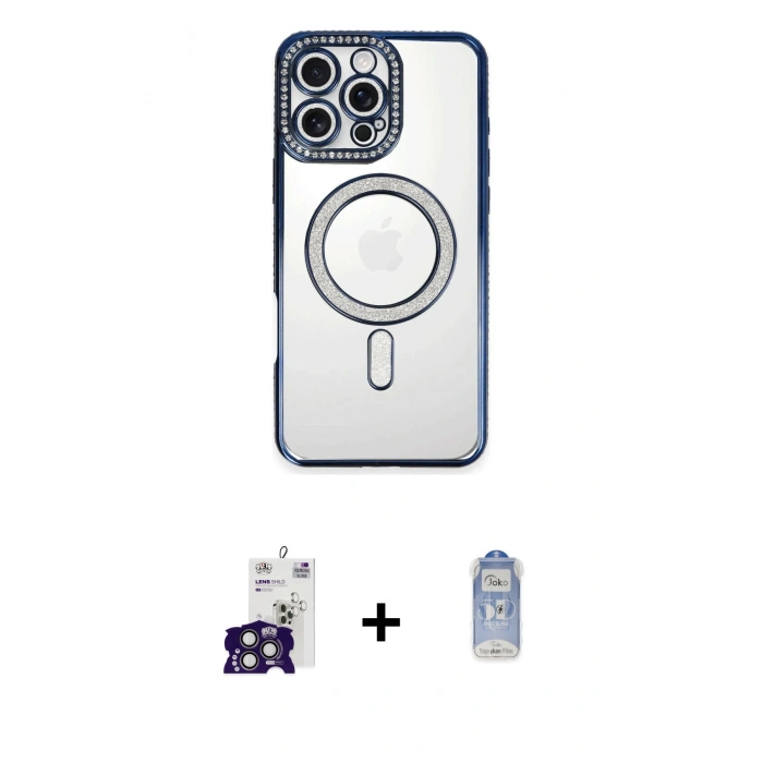 MARSİLYAN™- iPhone 16 Pro Max Kılıf Zirve Doku Prime - Siyah Joko Magic 5D Cam + Bilvis Titan Kamera Lens - TMGI