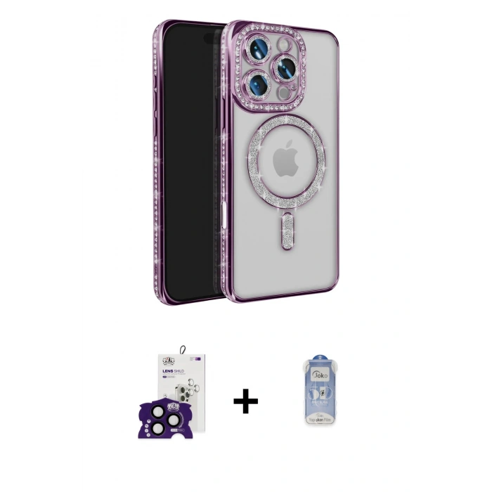 MARSİLYAN™- iPhone 16 Pro Max Kılıf Zirve Doku Prime - Siyah Joko Magic 5D Cam + Bilvis Titan Kamera Lens - SH