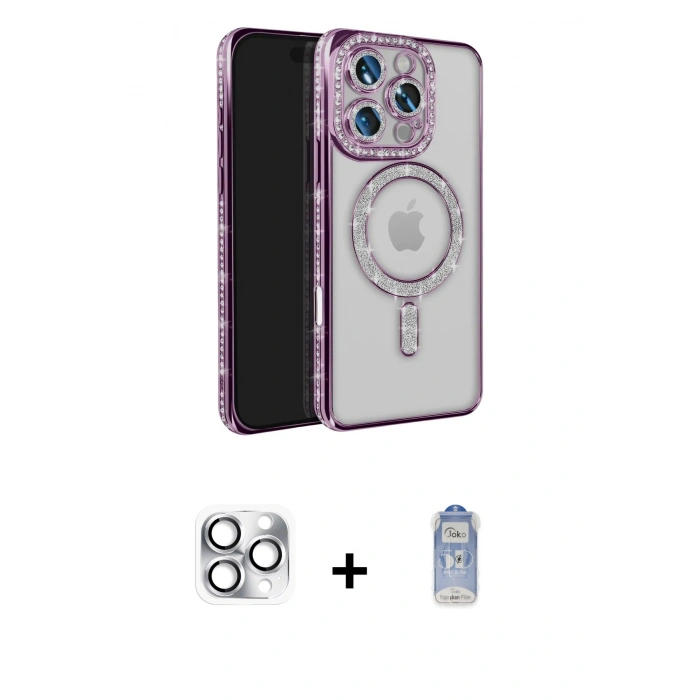 MARSİLYAN™- iPhone 16 Pro Max Kılıf Zirve Doku Prime - Siyah Joko Magic 5D Cam + Pers Alüminyum Kamera Lens - GS