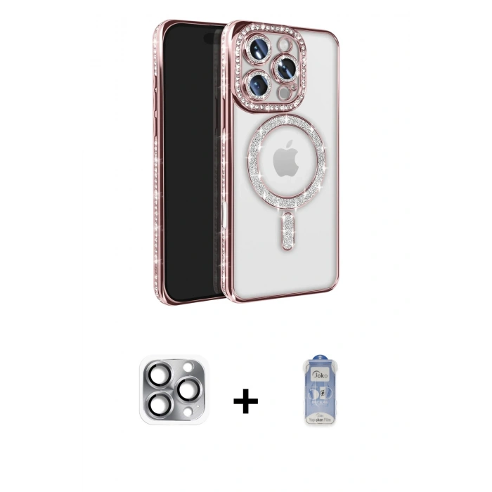 MARSİLYAN™- iPhone 16 Pro Max Kılıf Zirve Doku Prime - Siyah Joko Magic 5D Cam + Pers Alüminyum Kamera Lens - GI