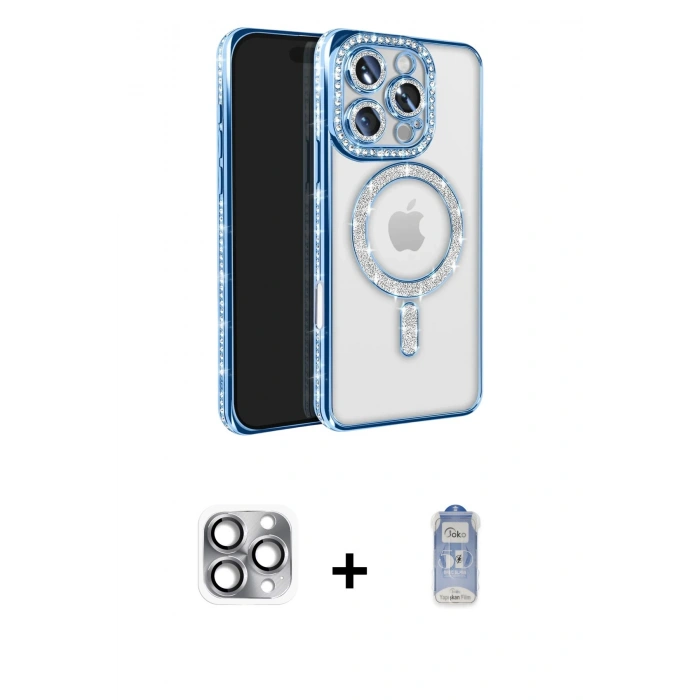 MARSİLYAN™- iPhone 16 Pro Max Kılıf Zirve Doku Prime - Siyah Joko Magic 5D Cam + Pers Alüminyum Kamera Lens - GI