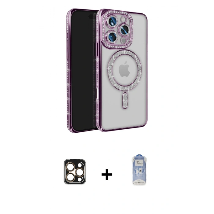 MARSİLYAN™- iPhone 16 Pro Max Kılıf Zirve Doku Prime - Siyah Joko Magic 5D Cam + PVD Metal Kamera Lens - GD