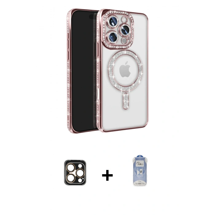 MARSİLYAN™- iPhone 16 Pro Max Kılıf Zirve Doku Prime - Siyah Joko Magic 5D Cam + PVD Metal Kamera Lens - GD