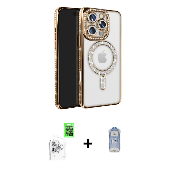 MARSİLYAN™- iPhone 16 Pro Max Kılıf Zirve Doku Prime - Siyah Joko Magic 5D Cam + Raze Metal Kamera Lens - BZ