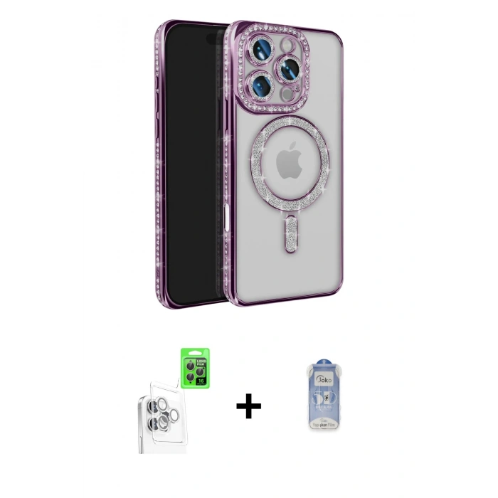 MARSİLYAN™- iPhone 16 Pro Max Kılıf Zirve Doku Prime - Siyah Joko Magic 5D Cam + Raze Metal Kamera Lens - BZ