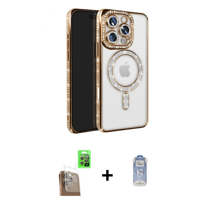 MARSİLYAN™- iPhone 16 Pro Max Kılıf Zirve Doku Prime - Siyah Joko Magic 5D Cam + Raze Metal Kamera Lens - CLTM