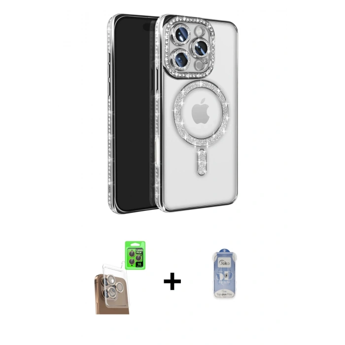 MARSİLYAN™- iPhone 16 Pro Max Kılıf Zirve Doku Prime - Siyah Joko Magic 5D Cam + Raze Metal Kamera Lens - CLTM