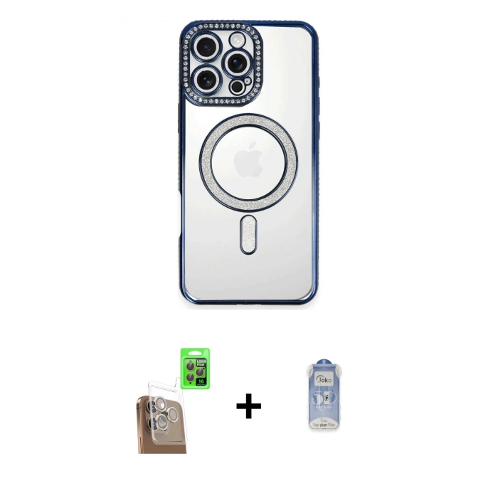 MARSİLYAN™- iPhone 16 Pro Max Kılıf Zirve Doku Prime - Siyah Joko Magic 5D Cam + Raze Metal Kamera Lens - CLTM