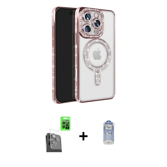MARSİLYAN™- iPhone 16 Pro Max Kılıf Zirve Doku Prime - Siyah Joko Magic 5D Cam + Raze Metal Kamera Lens - SH