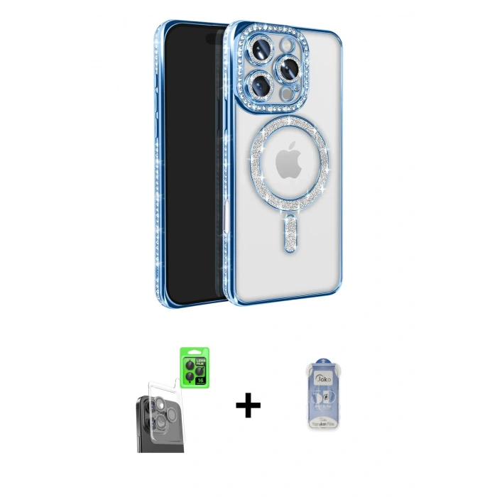 MARSİLYAN™- iPhone 16 Pro Max Kılıf Zirve Doku Prime - Siyah Joko Magic 5D Cam + Raze Metal Kamera Lens - SH