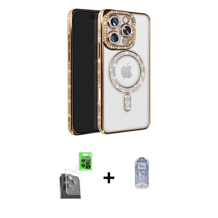 MARSİLYAN™- iPhone 16 Pro Max Kılıf Zirve Doku Prime - Siyah Joko Magic 5D Cam + Raze Metal Kamera Lens - SH