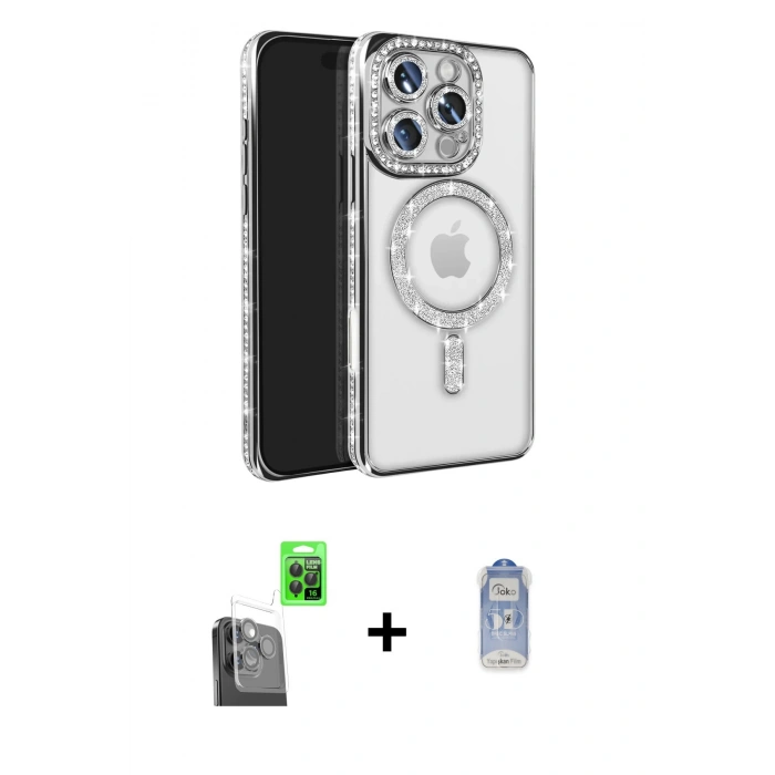 MARSİLYAN™- iPhone 16 Pro Max Kılıf Zirve Doku Prime - Siyah Joko Magic 5D Cam + Raze Metal Kamera Lens - SH