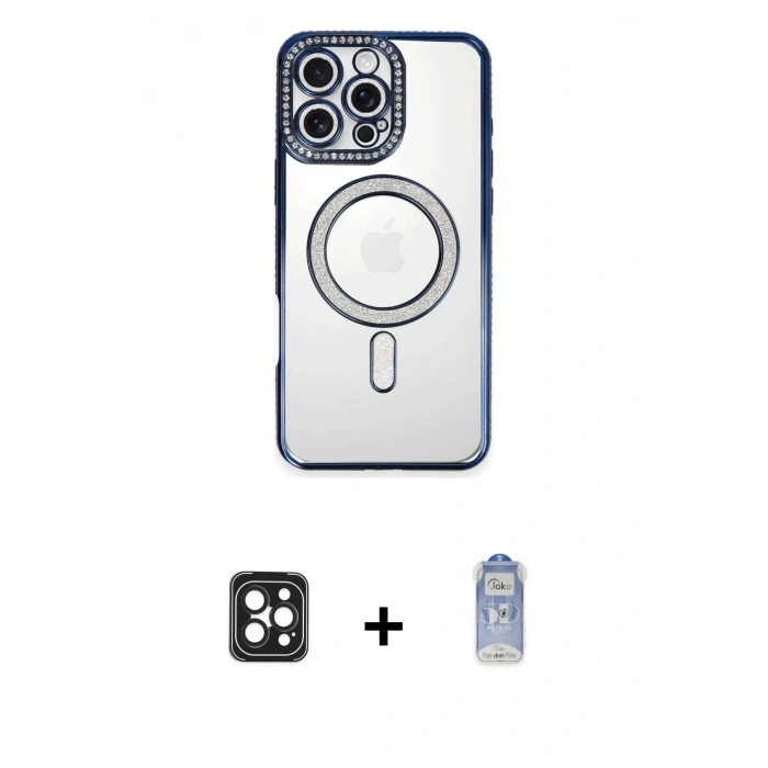 MARSİLYAN™- iPhone 16 Pro Max Kılıf Zirve Doku Prime - Siyah Joko Magic 5D Cam + PVD Metal Kamera Lens - SH
