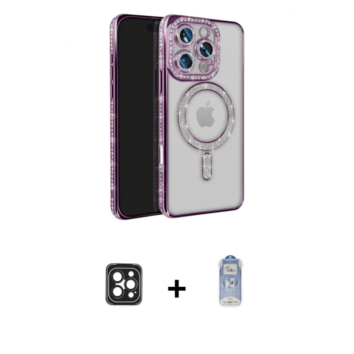 MARSİLYAN™- iPhone 16 Pro Max Kılıf Zirve Doku Prime - Siyah Joko Magic 5D Cam + PVD Metal Kamera Lens - SH