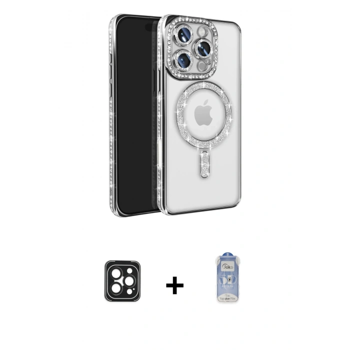 MARSİLYAN™- iPhone 16 Pro Max Kılıf Zirve Doku Prime - Siyah Joko Magic 5D Cam + PVD Metal Kamera Lens - SH