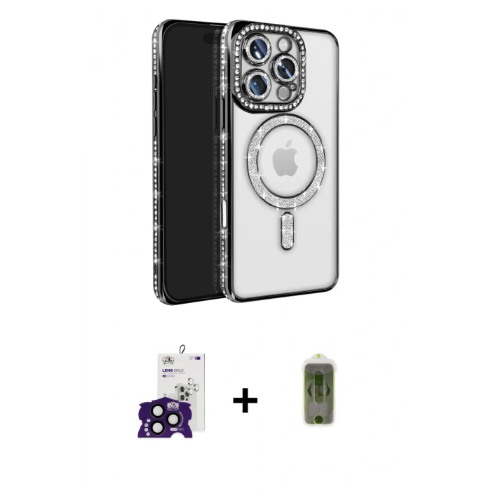 MARSİLYAN™- iPhone 16 Pro Max Kılıf Zirve Doku Prime - Siyah Joko Magic 5D Hayalet Cam + Bilvis Titan Kamera Lens - SH