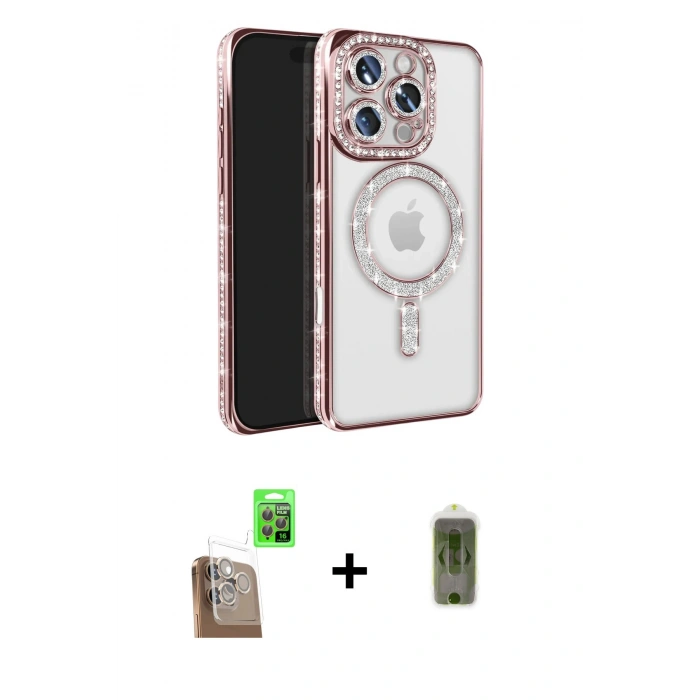 MARSİLYAN™- iPhone 16 Pro Max Kılıf Zirve Doku Prime - Siyah Joko Magic 5D Hayalet Cam + Raze Metal Kamera Lens - CLTM
