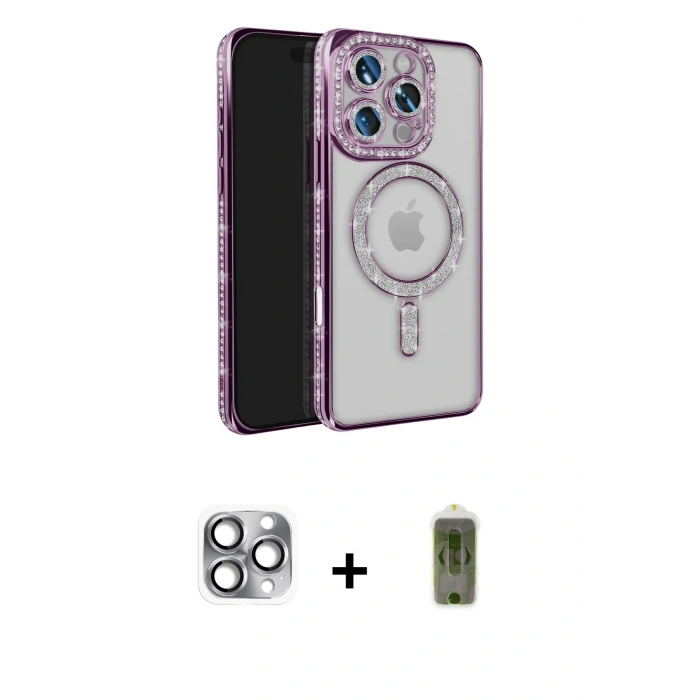 MARSİLYAN™- iPhone 16 Pro Max Kılıf Zirve Doku Prime - Siyah Joko Magic 5D Hayalet Cam + Pers Alüminyum Kamera Lens - GI