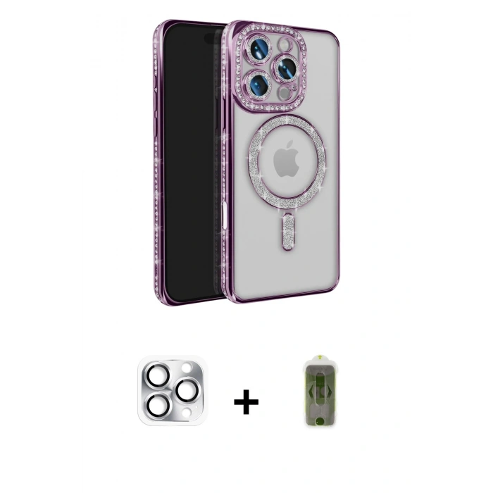 MARSİLYAN™- iPhone 16 Pro Max Kılıf Zirve Doku Prime - Siyah Joko Magic 5D Hayalet Cam + Pers Alüminyum Kamera Lens - GS